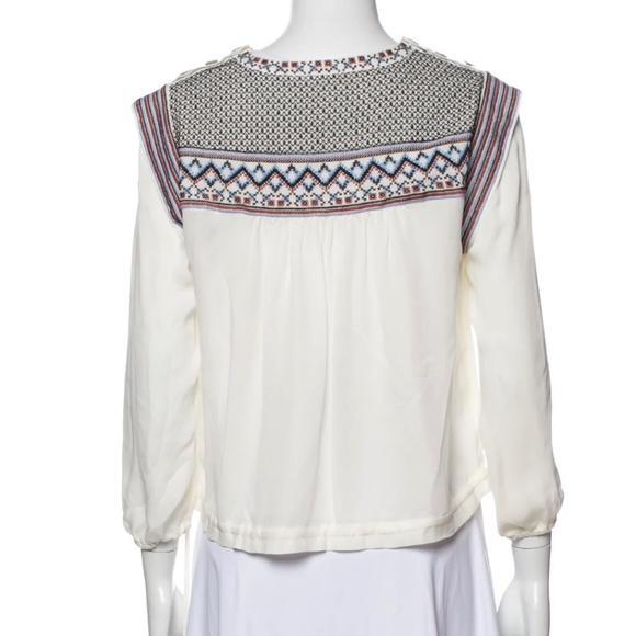 Veronica Beard Silk crewneck embroidered blouse Size M/ 6 - Picture 3 of 3
